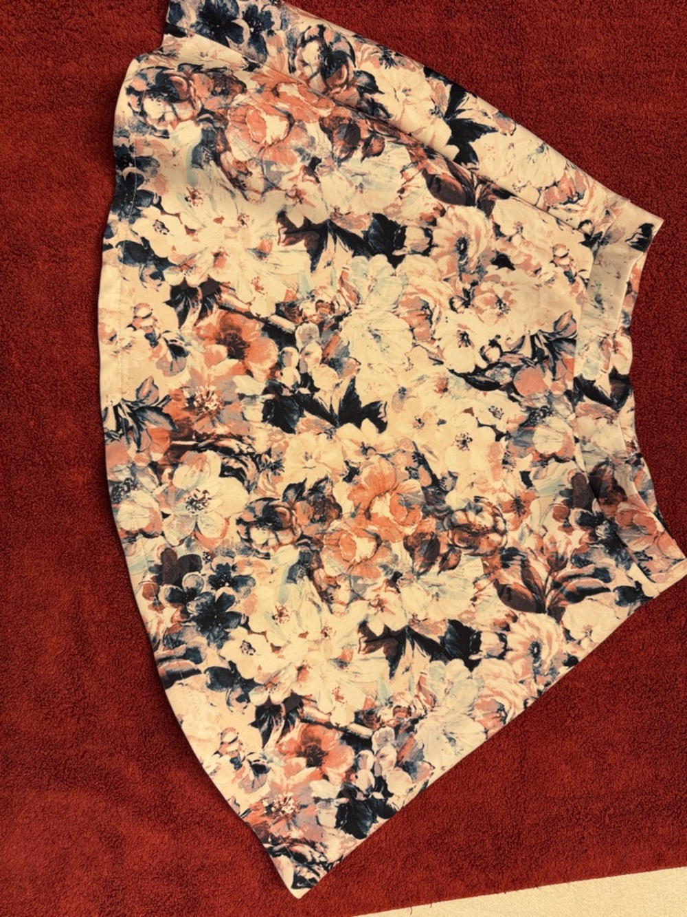Bethany Mota Floral Circle Skirt in Peach, Navy and Cream